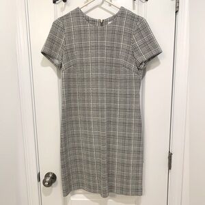 Calvin Klein Women's Black and White Plaid Sheath Professional Dress